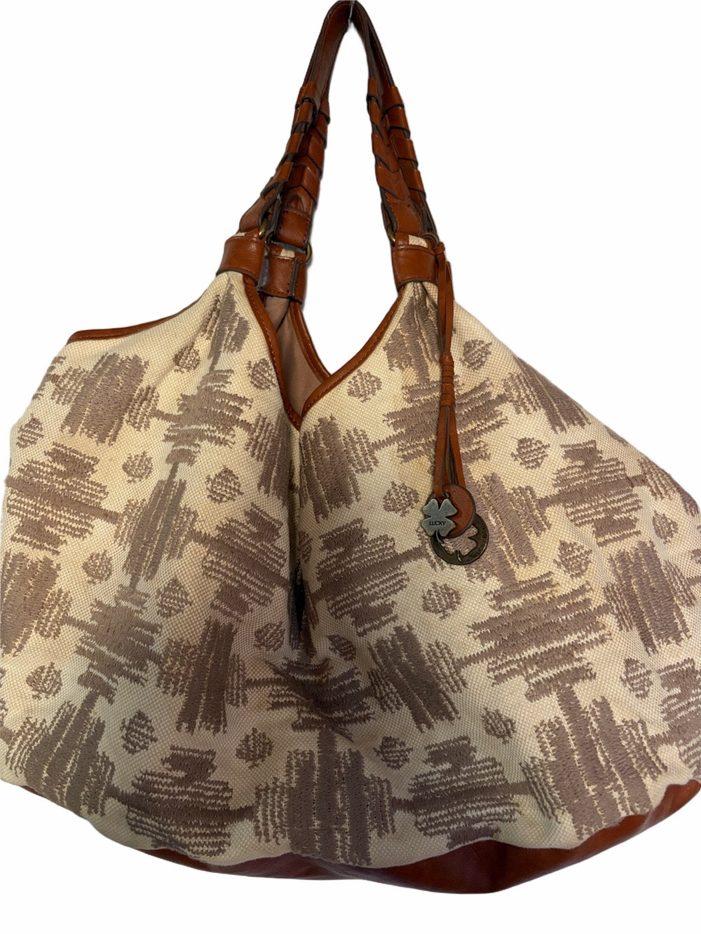 Lucky Brand Hobo Leather and Canvas Tote | EUC | OS